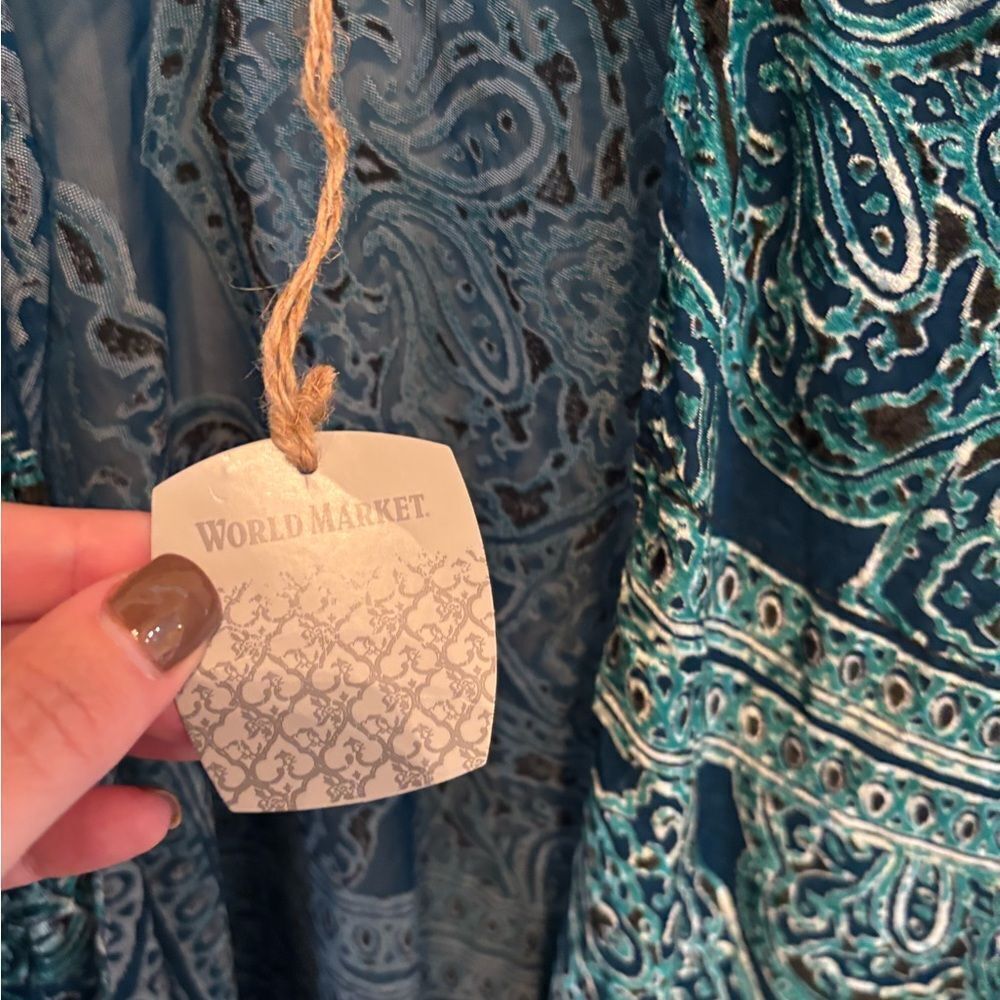 World Market Boho Chic Blue Paisley Kimono - Picture 6 of 7